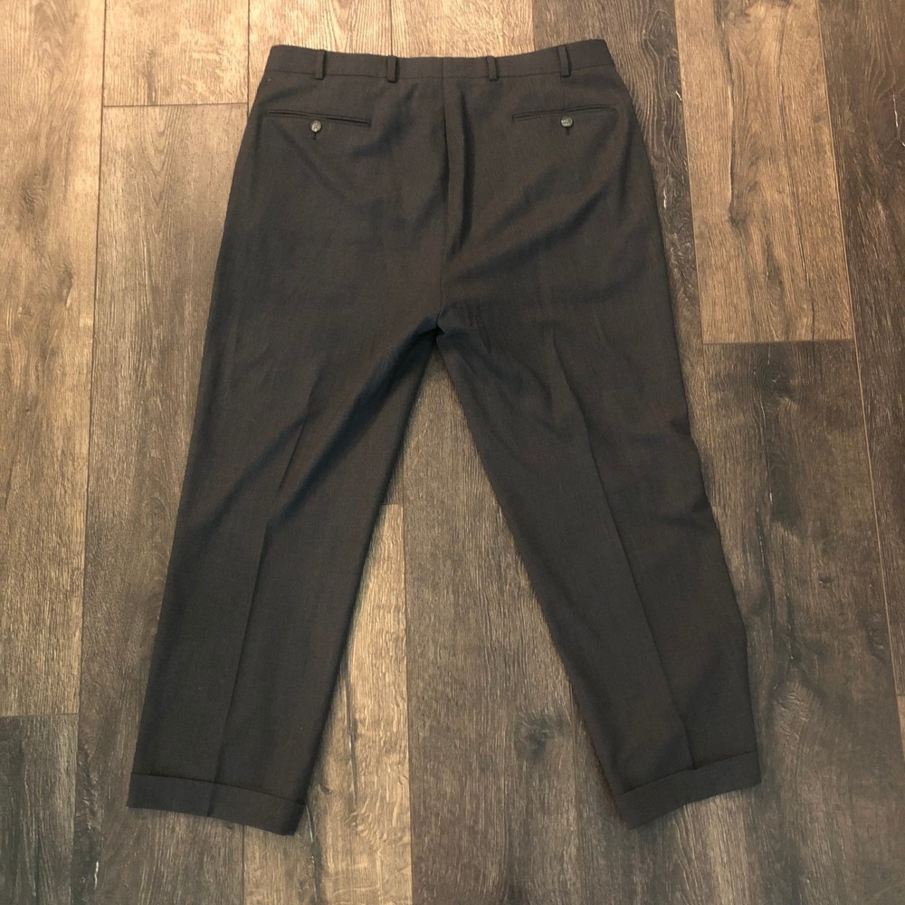 BROOKS BROTHERS Madison Dress Pants 38 x 30 100% Wool Charcoal Flat Front - Picture 13 of 14
